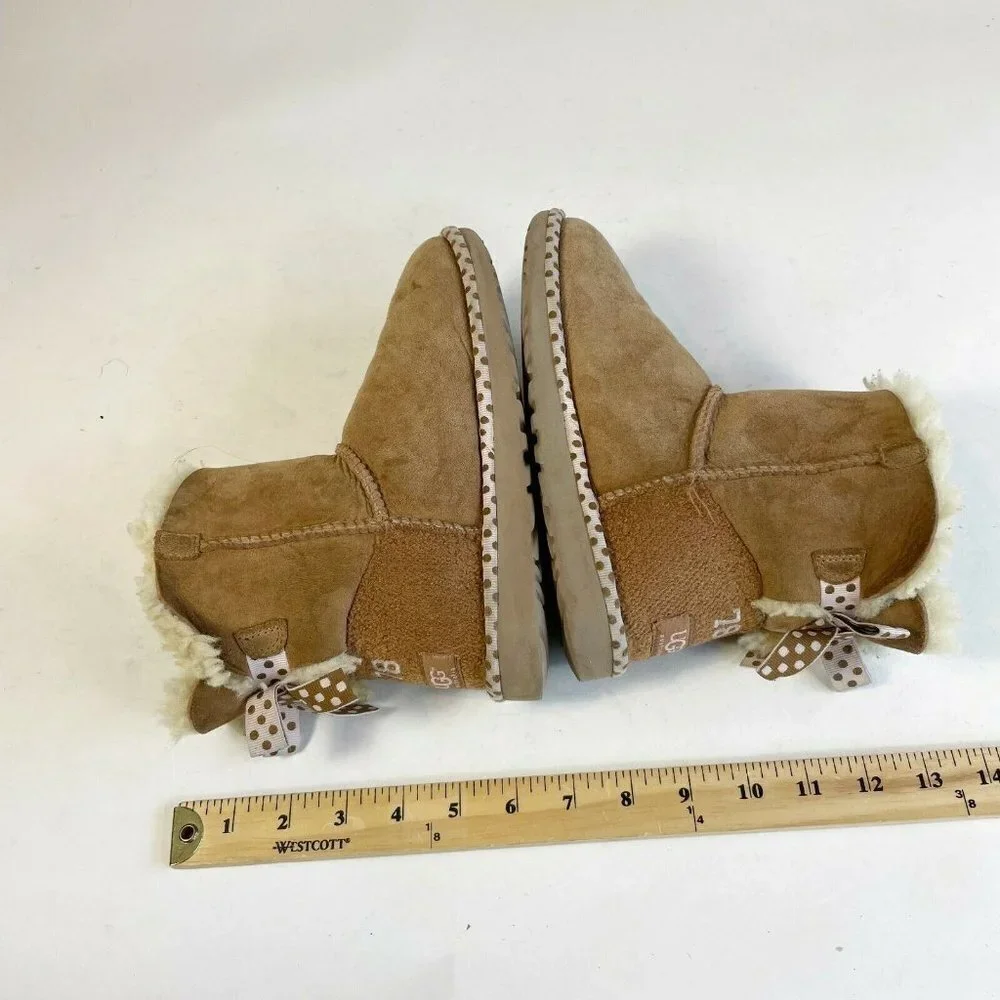 UGG Womens Mini Bailey Bow II Ankle Snow Boot Brown US 5 Shearling Suede 1005079
